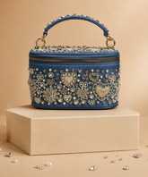 Alizeh Silver Denim Embroidered Vanity Bag