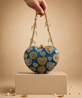 Alizeh Gold & Silver Denim Embroidered Heart Bag