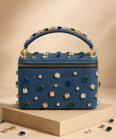 Raisa Multicolor Denim Embellished Vanity Bag