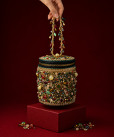 Noorani Multicolor Leather Embellished Cylinder Mini Bag