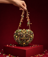 Noorani Multicolor Suede Embellished Heart Bag