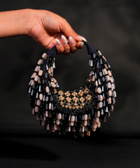 Alara Black Pastel Suede Embellished Hobo Bag