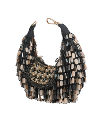 Alara Black Pastel Suede Embellished Hobo Bag