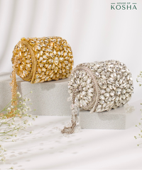 Mia Gold Georgette Embellished Mini Cylinder Bag