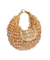 Alara Gold Suede Embellished Hobo Bag