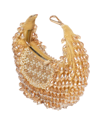 Alara Gold Suede Embellished Hobo Bag