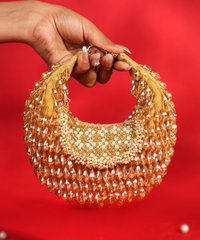 Alara Gold Suede Embellished Hobo Bag