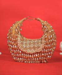 Alara Gold Suede Embellished Hobo Bag