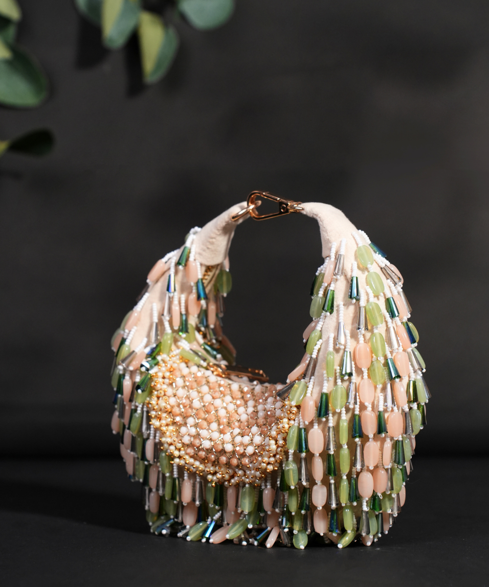 Alara Green Pastel Suede Embellished Hobo Bag