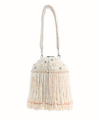 Sophia Ivory Suede Handcrafted Bucket Bag