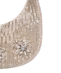 Elina Silver Suede Embellished Hobo Bag