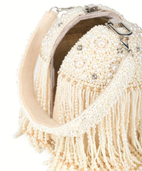 Sophia Ivory Suede Handcrafted Bucket Bag