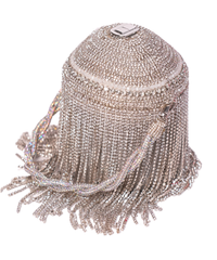 Glitz Silver Georgette Rhinestone Bucket Bag