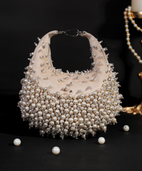 Aliya Ivory Suede Embellished Hobo Bag