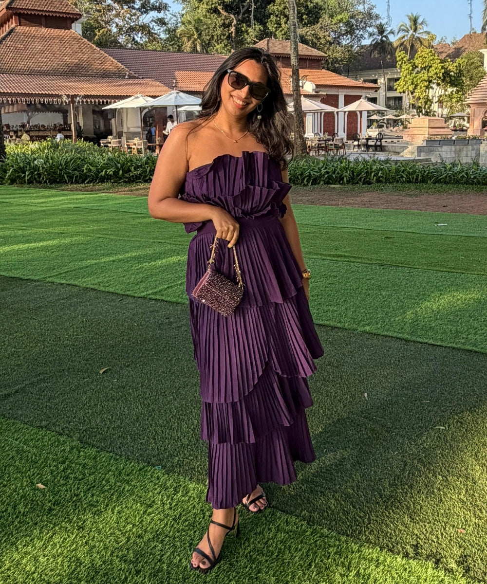 Kiyara Mauve Suede Crystal Embellished Mini Bag