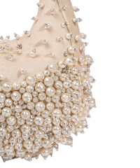 Aliya Ivory Suede Embellished Hobo Bag