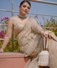 Sophia Ivory Suede Handcrafted Bucket Bag