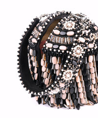 Elly Black Suede Crystal Embellished Bucket Bag