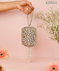 Mia Silver Georgette Embellished Mini Cylinder Bag