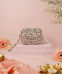 Mia Silver Georgette Embellished Mini Cylinder Bag