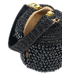 Diana Black Suede Embellished Bucket Bag