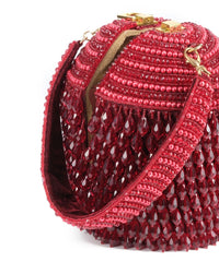 Diana Maroon Suede Embellished Bucket Bag