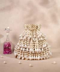 Zarah Gold Pearl Georgette Embellished Potli