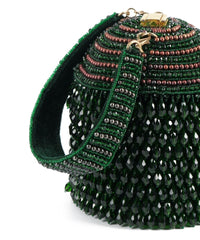 Diana Green Suede Embellished Bucket Bag