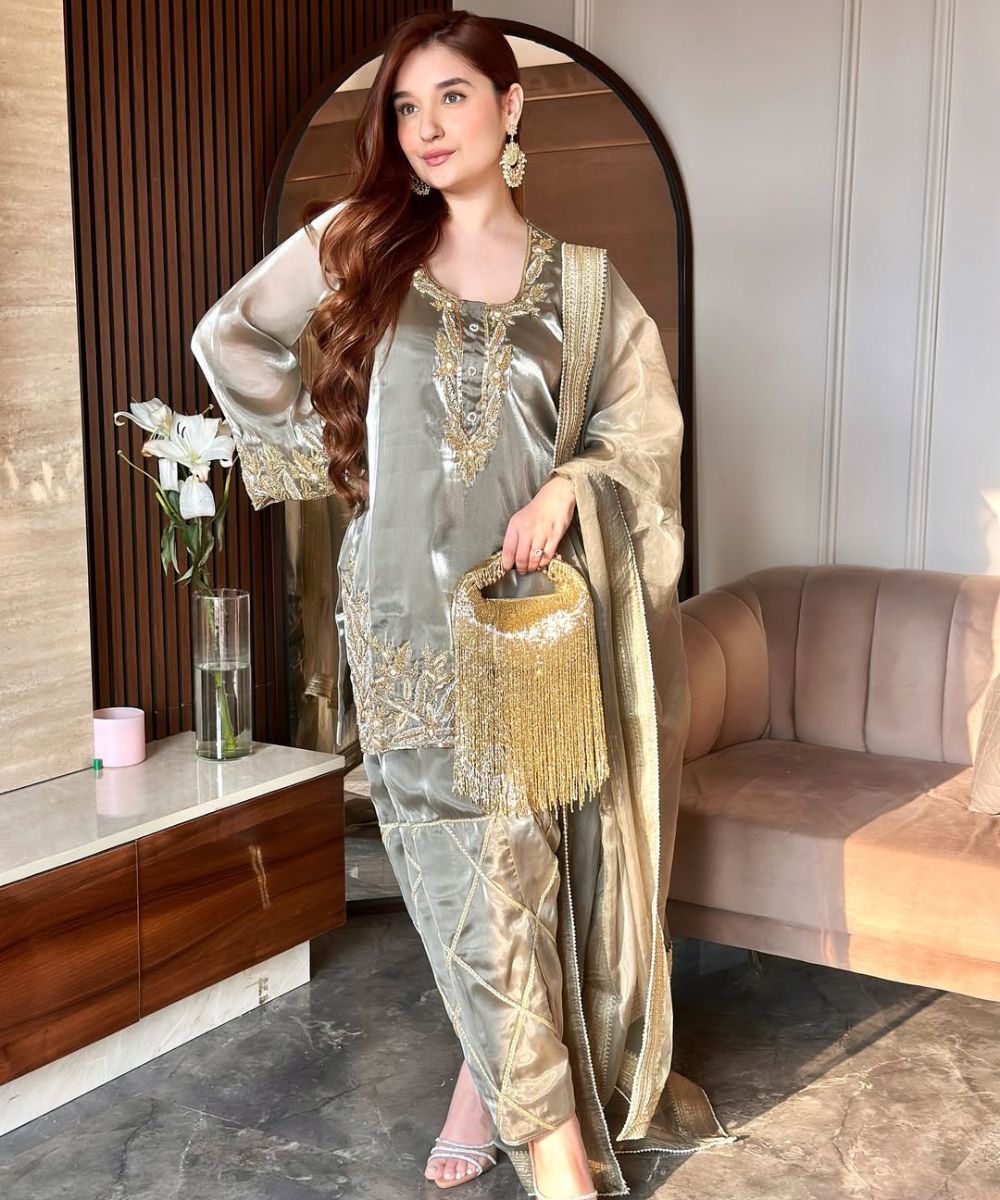 Bailey Gold Georgette Handcrafted Hand Bag