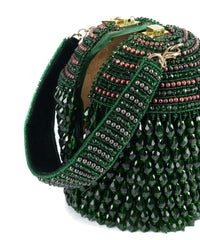 Diana Green Suede Embellished Bucket Bag