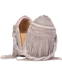Glitz Silver Georgette Rhinestone Bucket Bag