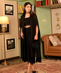 Clara Black Suede Embellished Hand Bag