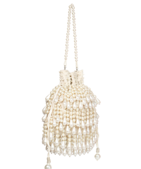Zarah Ivory Pearl Suede Embellished Potli