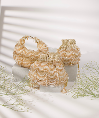 Gulzar Gold & Silver Georgette Embellished Bucket Bag