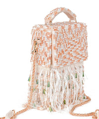 Cascade Ivory Hand Embellished Box Bag