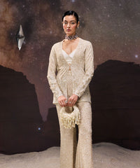 Emma Ivory Suede Pearl Embellished Hobo Bag