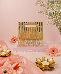 Ayla Gold & Silver Suede Embellished Clutch