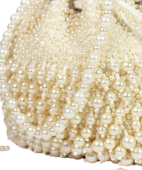 Zeba Ivory Suede Pearl Embellished Potli