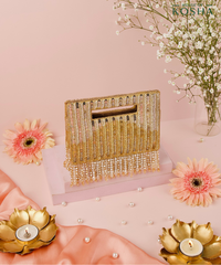 Ayla Gold & Silver Suede Embellished Clutch