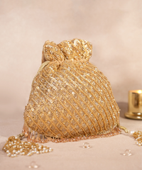 Sitara Gold Suede Sequin Embellished Potli