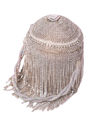 Glitz Silver Georgette Rhinestone Bucket Bag