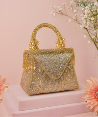 Mabel Gold & Silver Suede Handcrafted Box Bag