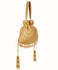 Sitara Gold Suede Sequin Embellished Potli