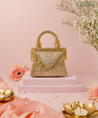 Mabel Gold & Silver Suede Handcrafted Box Bag