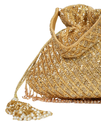 Sitara Gold Suede Sequin Embellished Potli