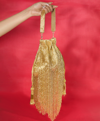 Bailey Gold Suede Handcrafted Potli