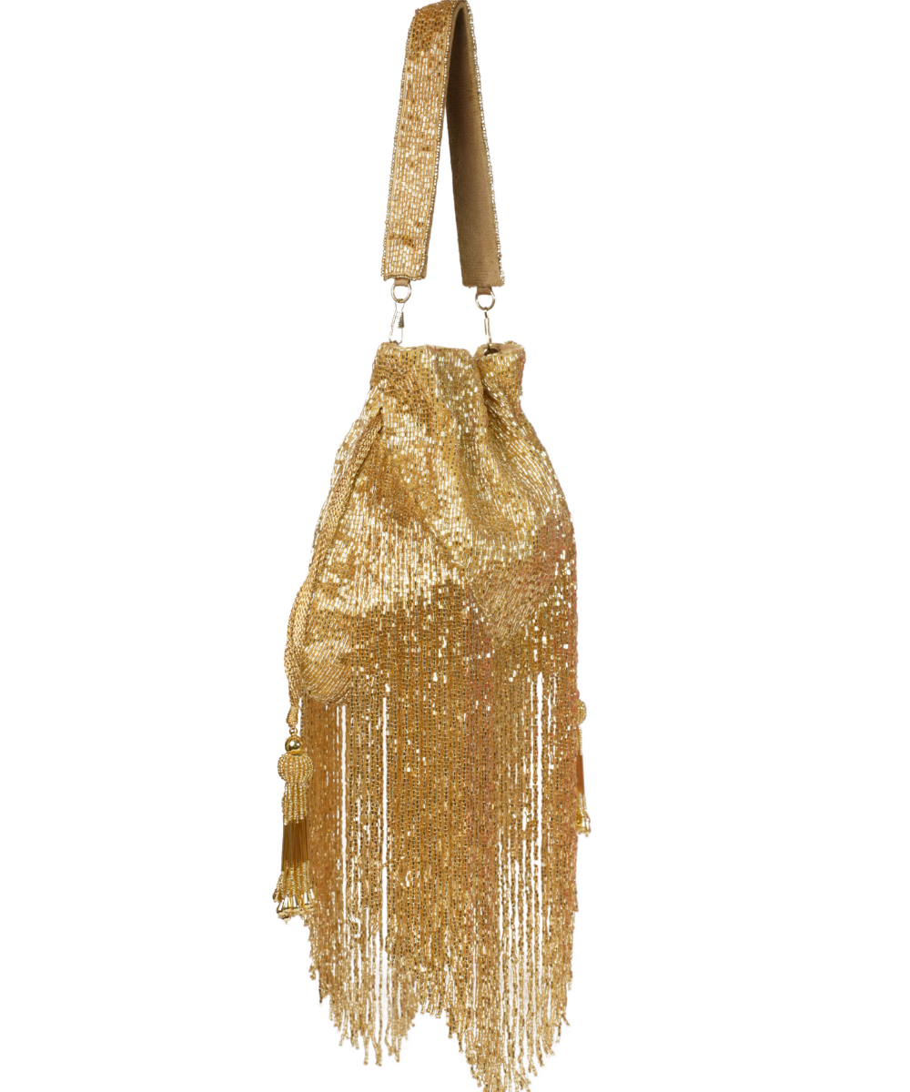 Bailey Gold Suede Handcrafted Potli