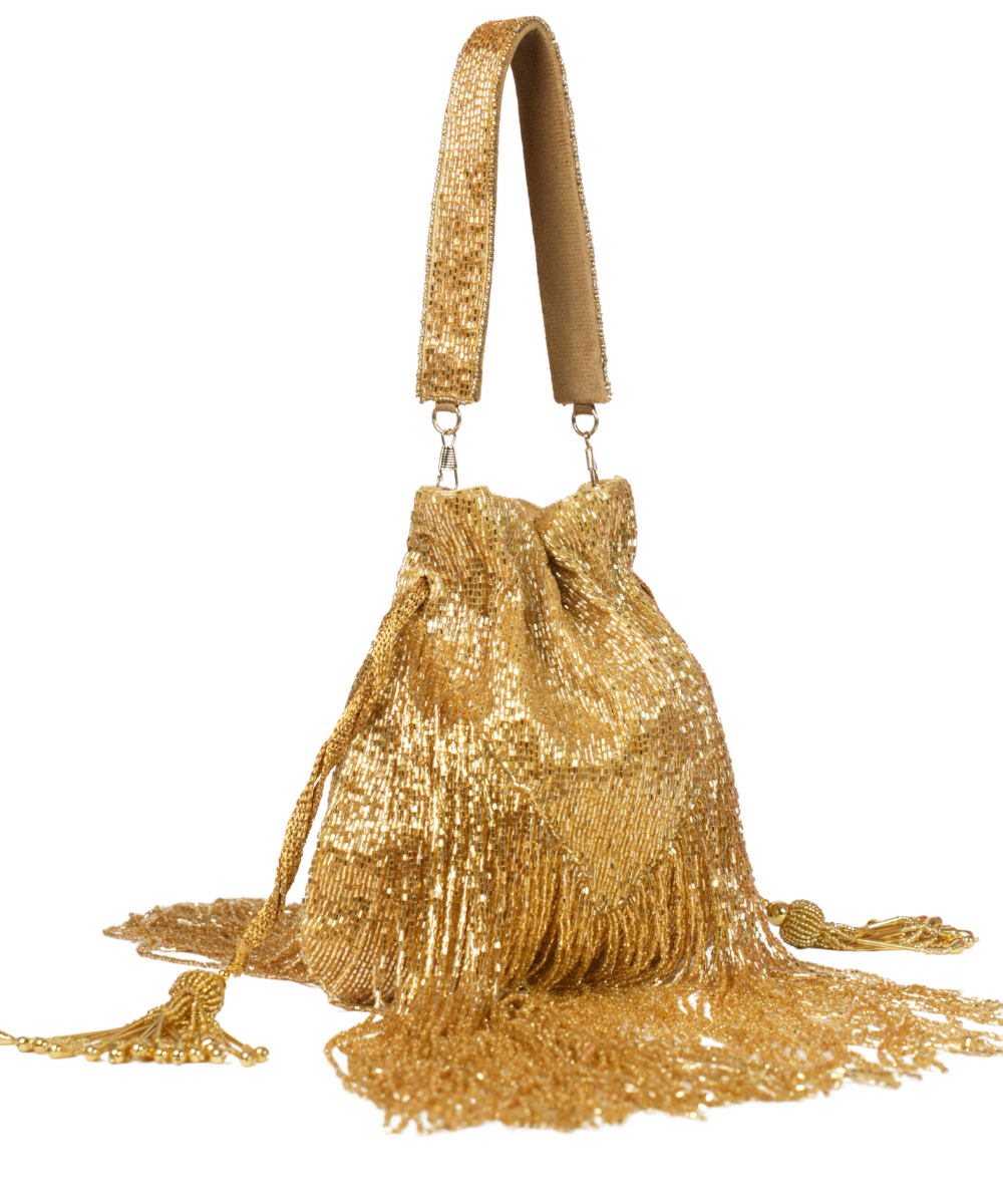 Bailey Gold Suede Handcrafted Potli