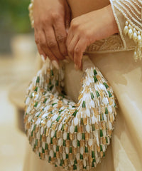 Elly Sage Suede Embellished Hobo Bag