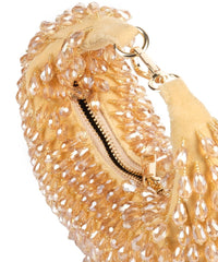 Ophelia Gold Suede Embellished Hobo Bag